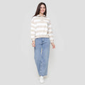 Nevada Babyterry Reg Stripe Zipper Sweater Wanita