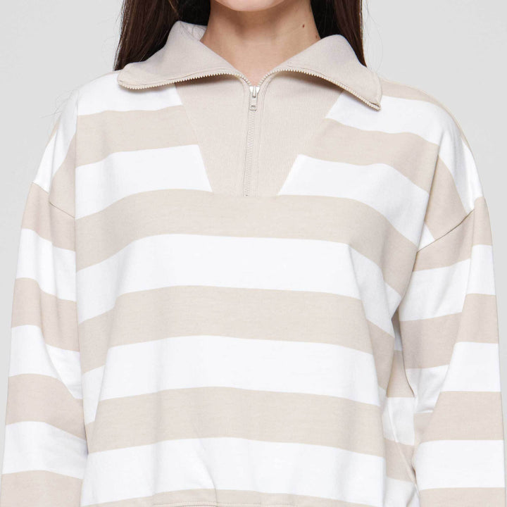 Nevada Babyterry Reg Stripe W/ Zipper Sweater Wanita