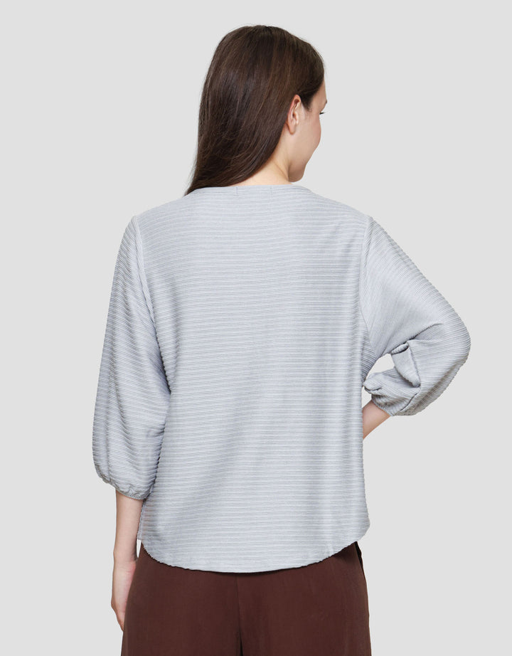 St. Yves Stripy Texture Knit With Elasticated Sleeve Kaos Wanita