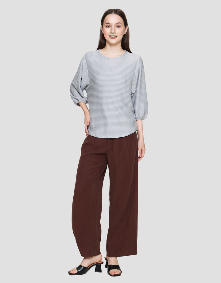 St. Yves Stripy Texture Knit With Elasticated Sleeve Kaos Wanita