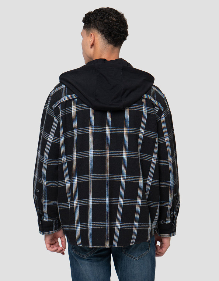 Nevada Woven Detachable Hoodie Checked Jaket Pria