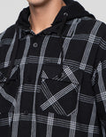 Nevada Woven Detachable Hoodie Checked Jaket Pria