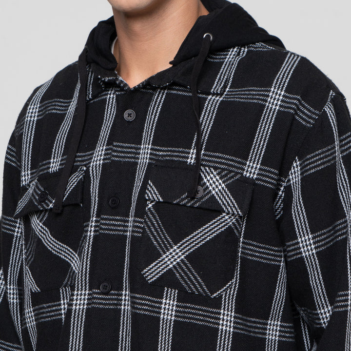 Nevada Woven Detachable Hoodie Checked Jaket Pria