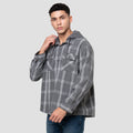 Nevada Woven Detachable Hoodie Checked Jaket Pria