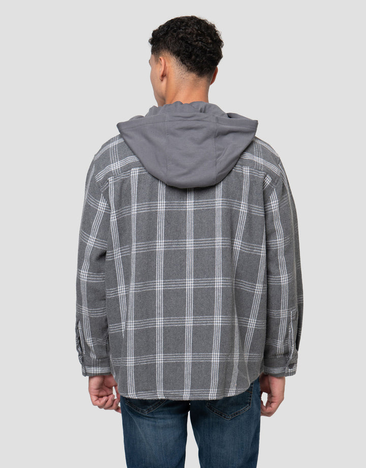 Nevada Woven Detachable Hoodie Checked Jaket Pria