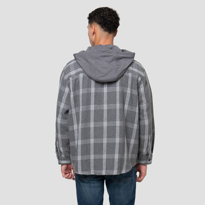 Nevada Woven Detachable Hoodie Checked Jaket Pria