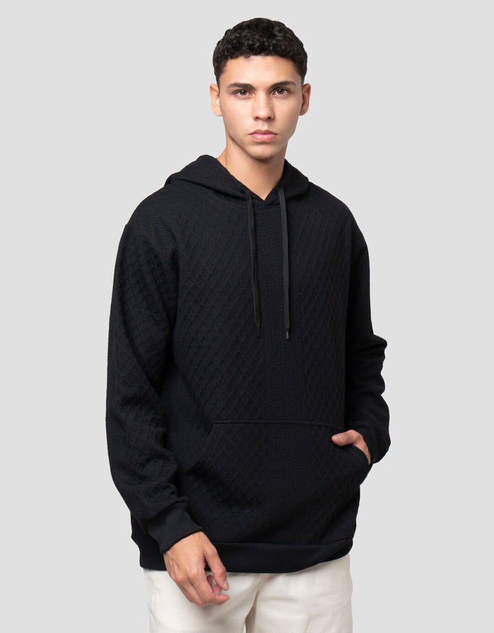 Nevada Hoodie Texture Jacquard Sweater Pria