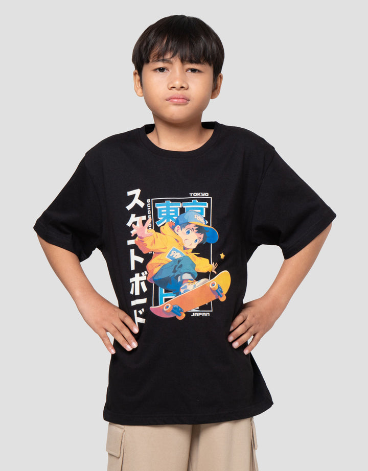 Nevada Print Skate Anime Kanji Tokyo Kaos Anak Laki-laki