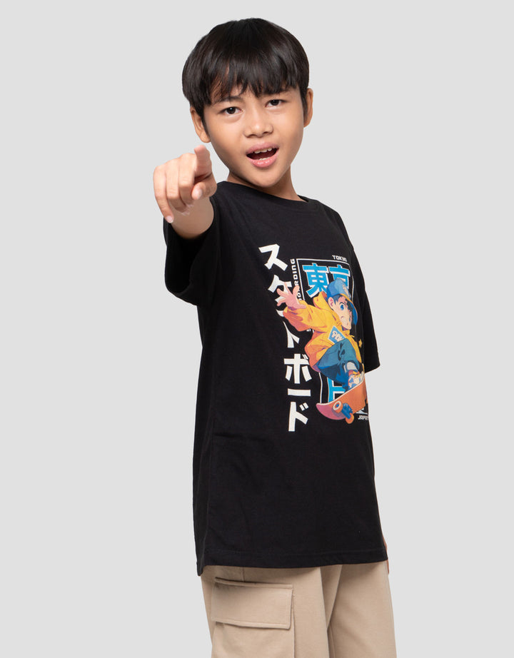 Nevada Print Skate Anime Kanji Tokyo Kaos Anak Laki-laki