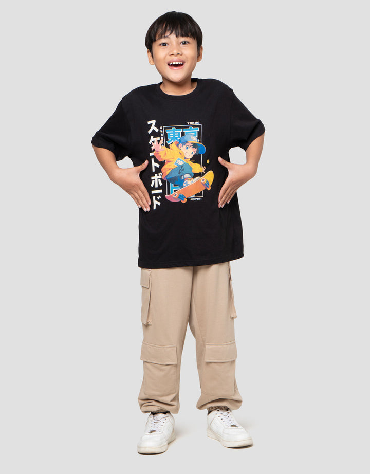 Nevada Print Skate Anime Kanji Tokyo Kaos Anak Laki-laki