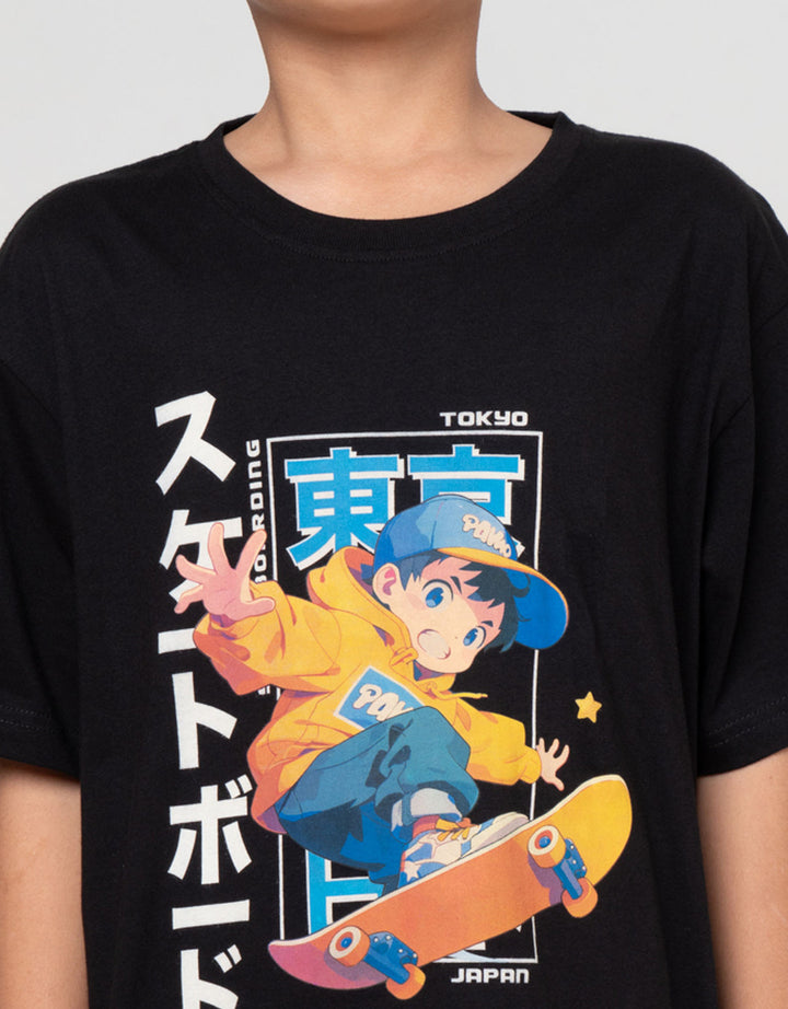 Nevada Print Skate Anime Kanji Tokyo Kaos Anak Laki-laki
