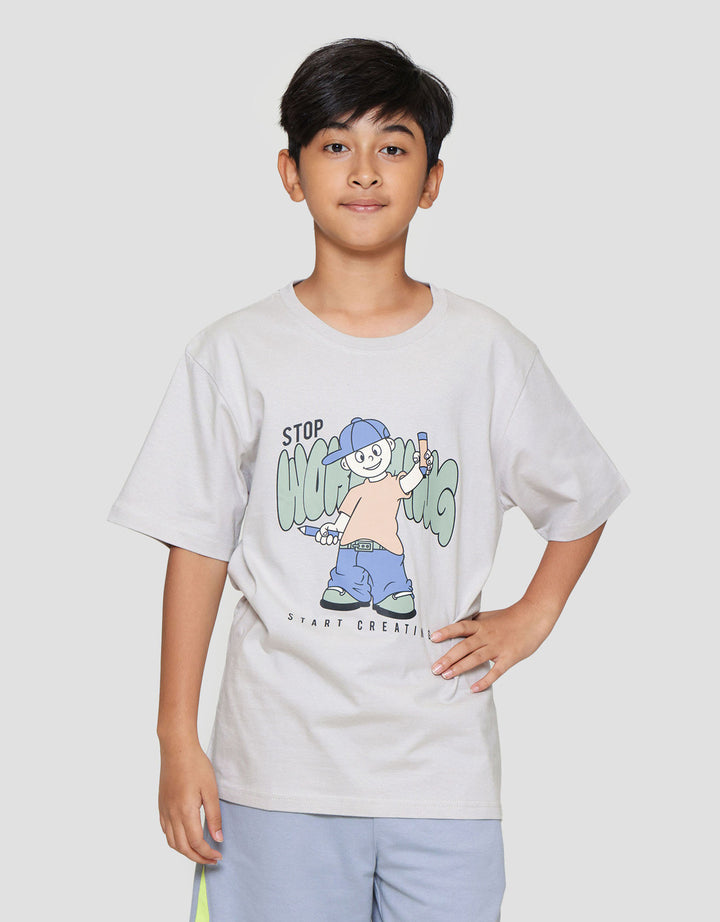 Nevada Print Cute Stop Worry Kaos Anak Laki-laki