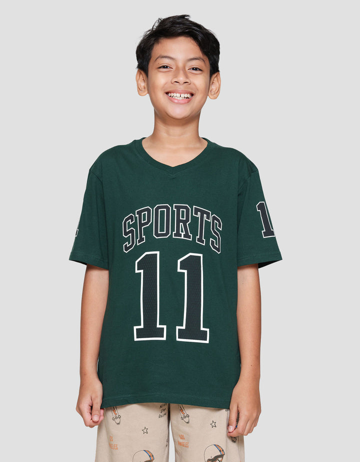 Nevada V Neck Varsity Two Sided Print Celtics Kaos Anak Laki-laki