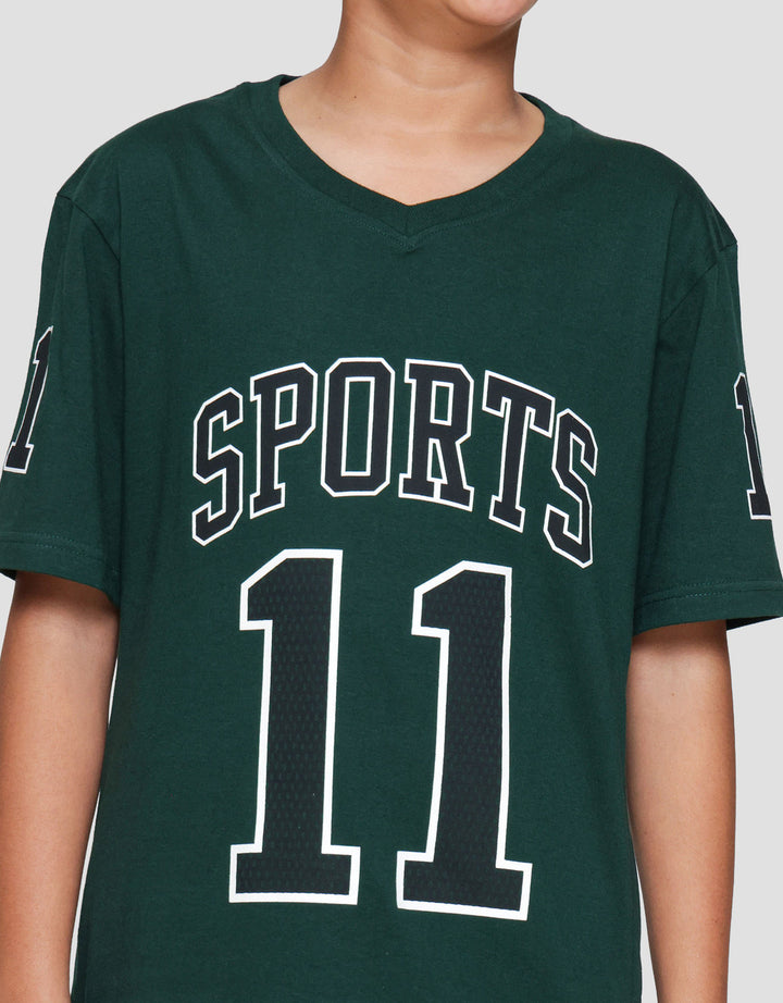 Nevada V Neck Varsity Two Sided Print Celtics Kaos Anak Laki-laki