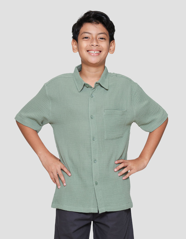 Nevada Woven Casual Solid Kemeja Anak Laki-laki