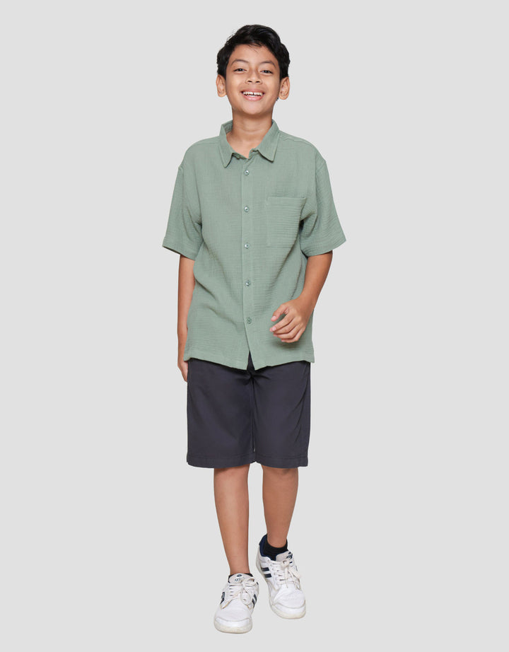 Nevada Woven Casual Solid Kemeja Anak Laki-laki