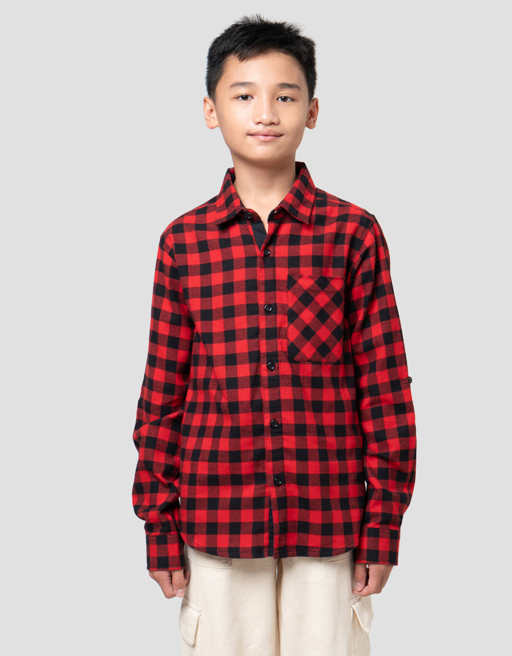 Nevada Checkered Corduroy Kemeja Anak Laki-laki