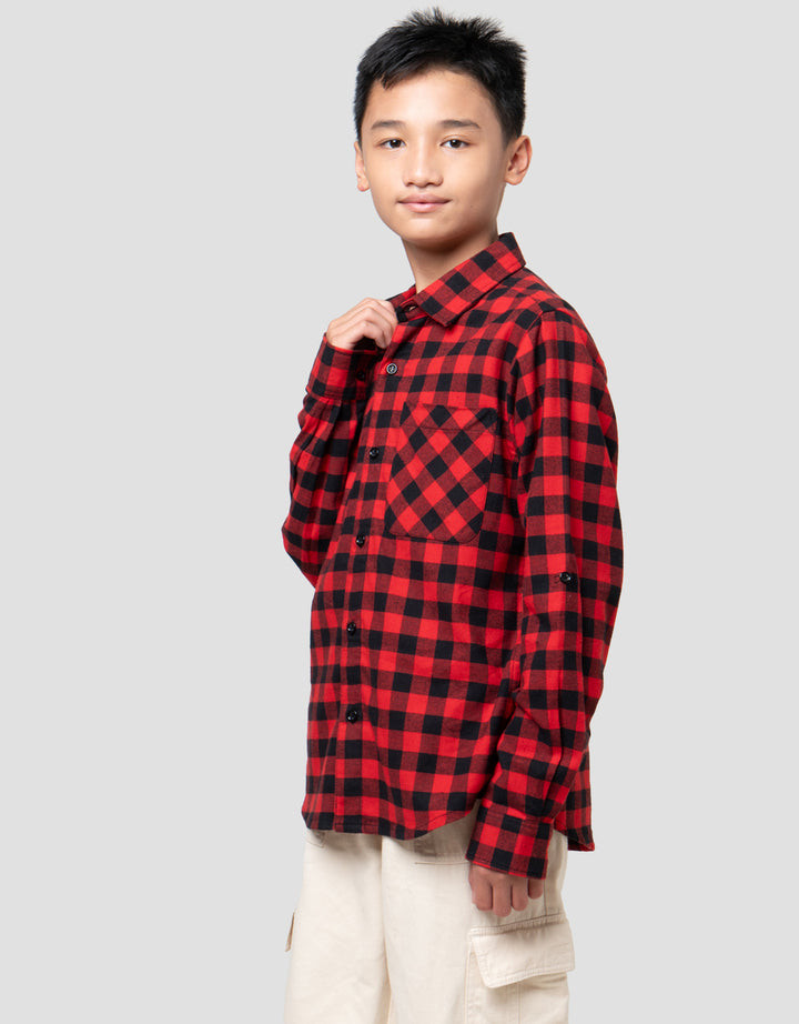 Nevada Checkered Corduroy Kemeja Anak Laki-laki