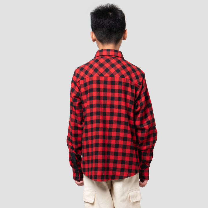 Nevada Checkered Corduroy Kemeja Anak Laki-laki