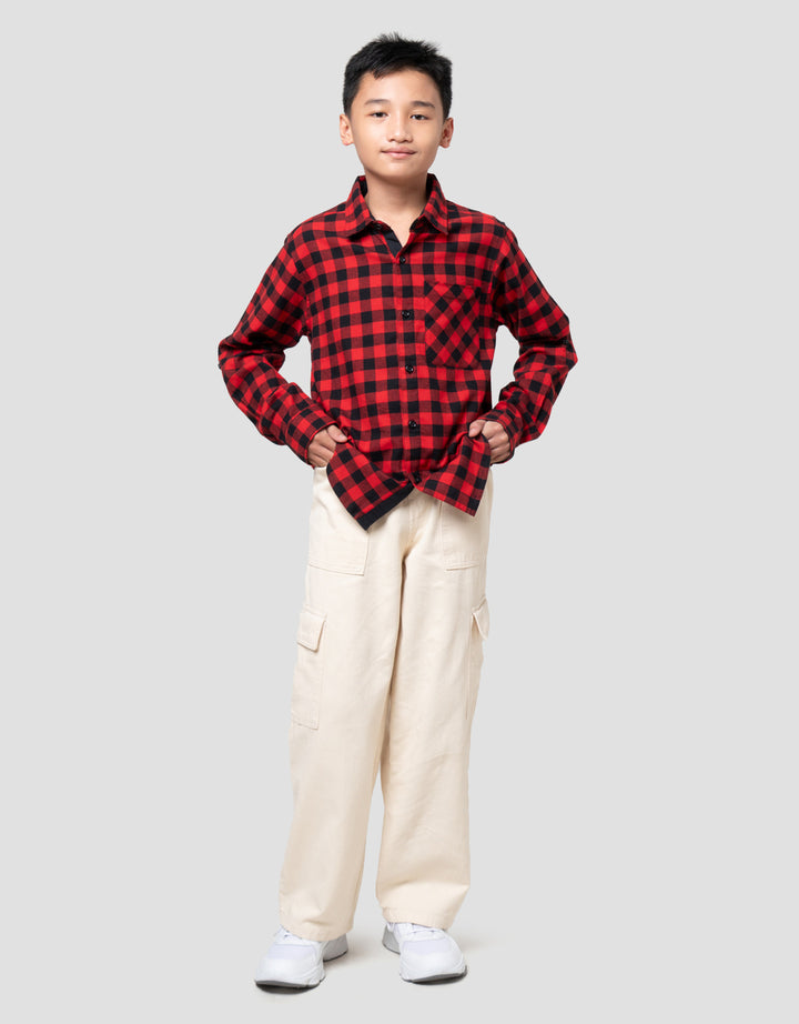 Nevada Checkered Corduroy Kemeja Anak Laki-laki