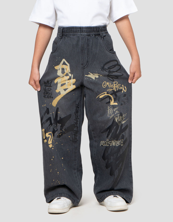 Nevada Relaxed Grafitti Celana Denim Anak Laki-laki