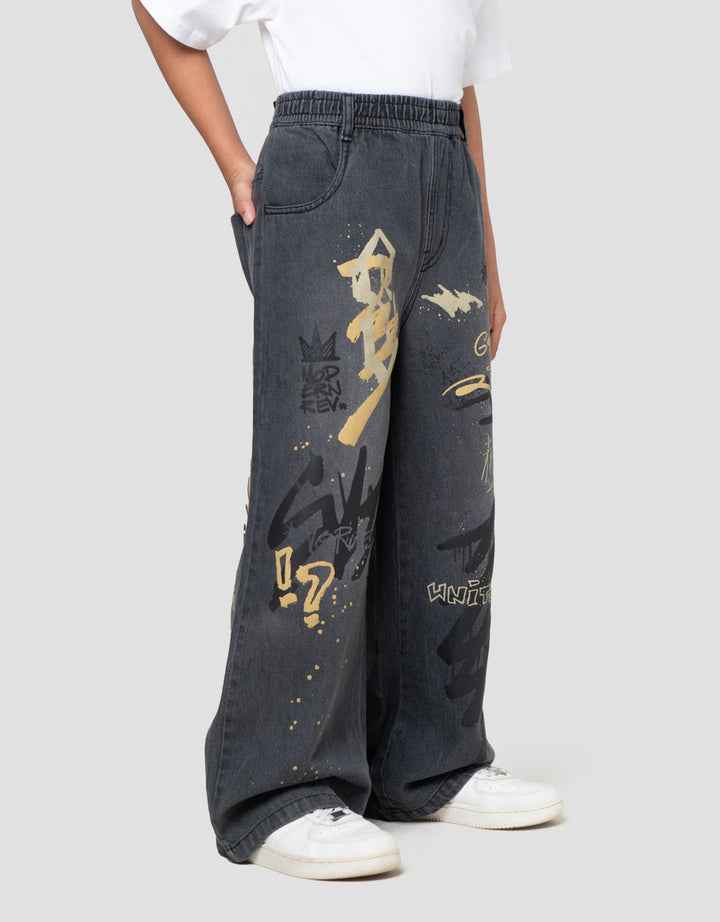 Nevada Relaxed Grafitti Celana Denim Anak Laki-laki