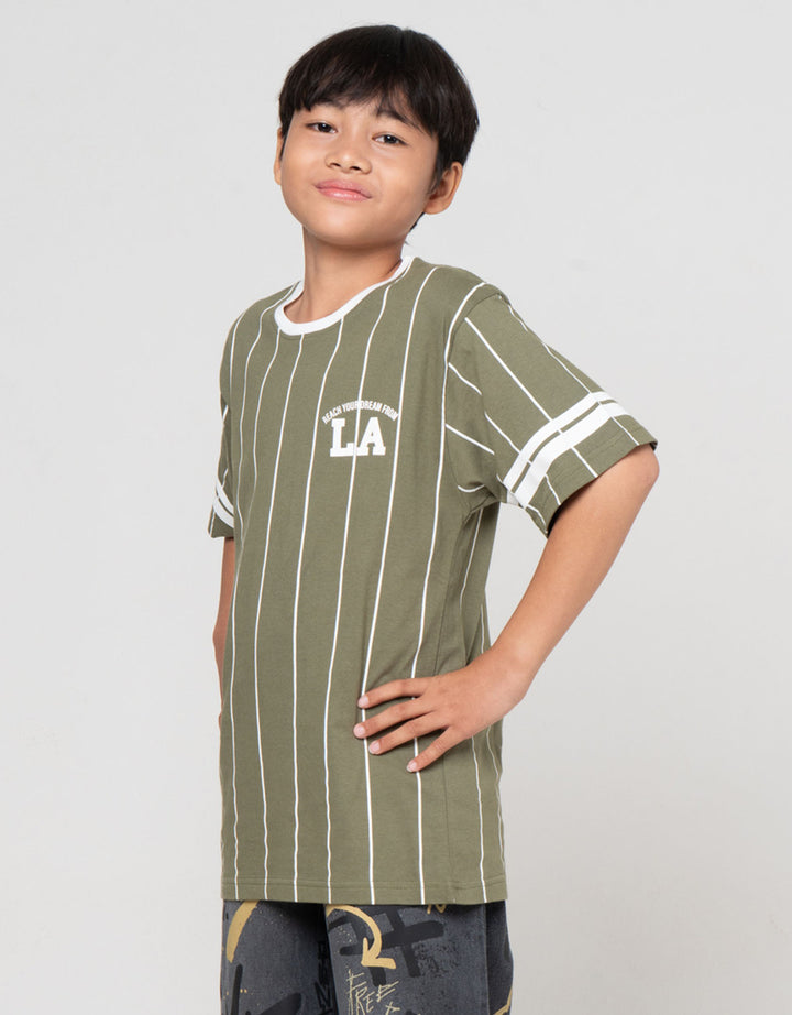 Nevada Full Print Stripes Print La Kaos Anak Laki-laki