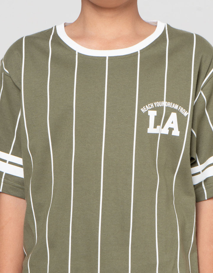 Nevada Full Print Stripes Print La Kaos Anak Laki-laki