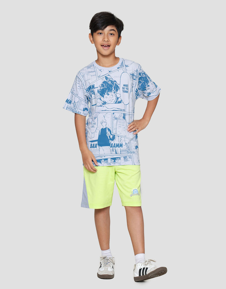 Nevada Full Print Comic Anime Kaos Anak Laki-laki