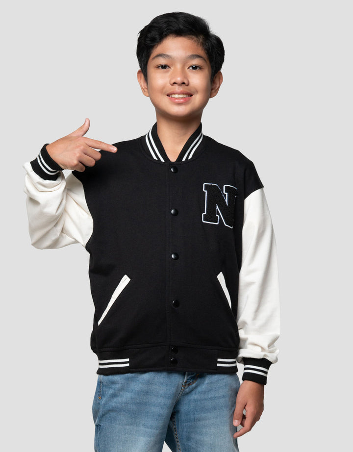 Nevada Knit Varsity New York Front Print Logo Jaket Anak Laki-laki