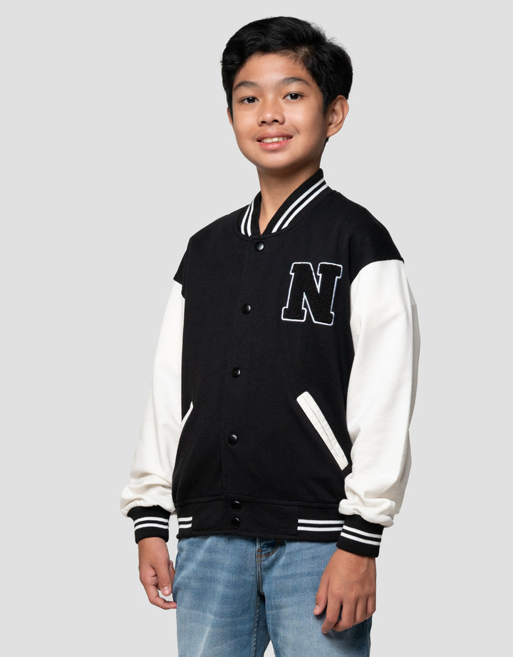 Nevada Knit Varsity New York Front Print Logo Jaket Anak Laki-laki