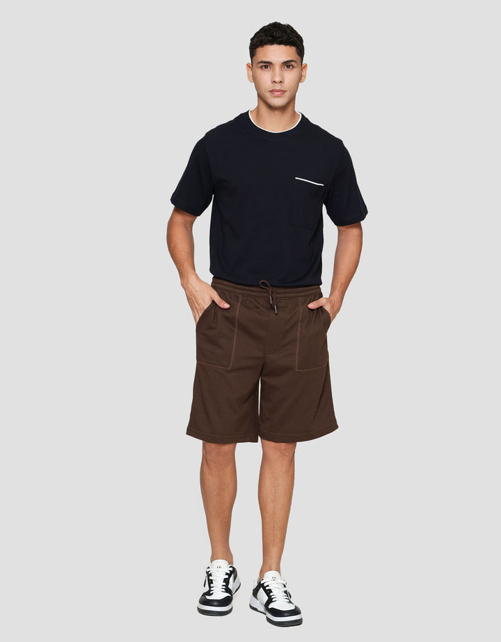 Nevada Knit Basic Patch Pocket Overlock Celana Pendek Pria