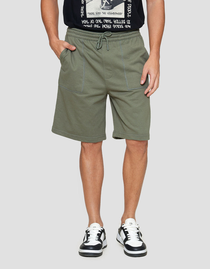 Nevada Knit Basic Patch Pocket Overlock Celana Pendek Pria