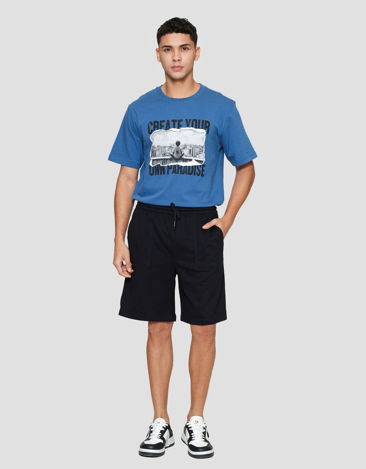 Nevada Knit Basic Patch Pocket Overlock Celana Pendek Pria