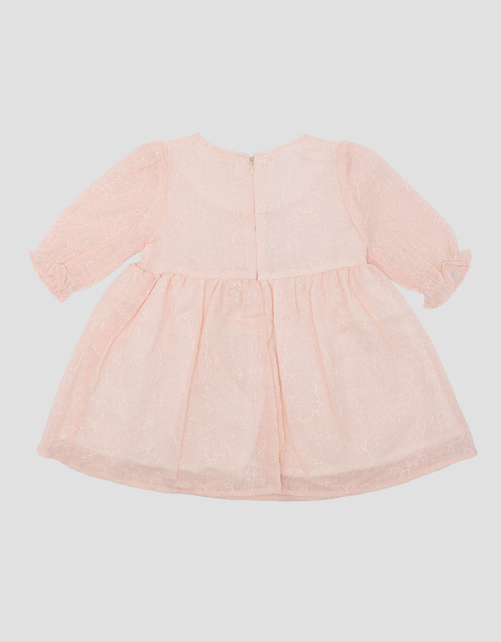 Little M Tekstur Embro 3 Pita Didada Midi Dress Bayi