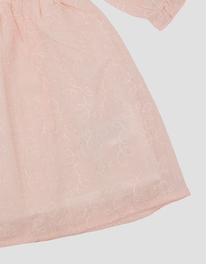 Little M Tekstur Embro 3 Pita Didada Midi Dress Bayi