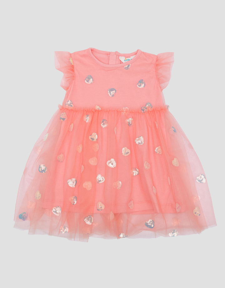 Little M Sequin Heart Dress Bayi