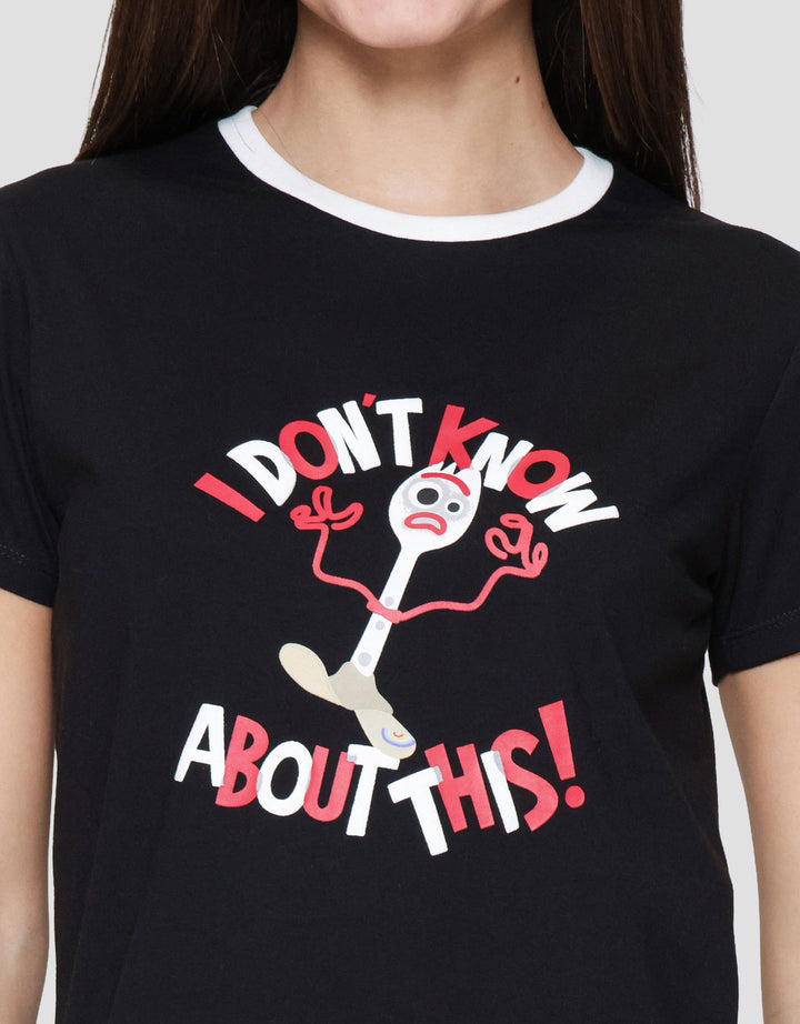 Disney Boxy Print Stripe Toy Story Forky Kaos Wanita