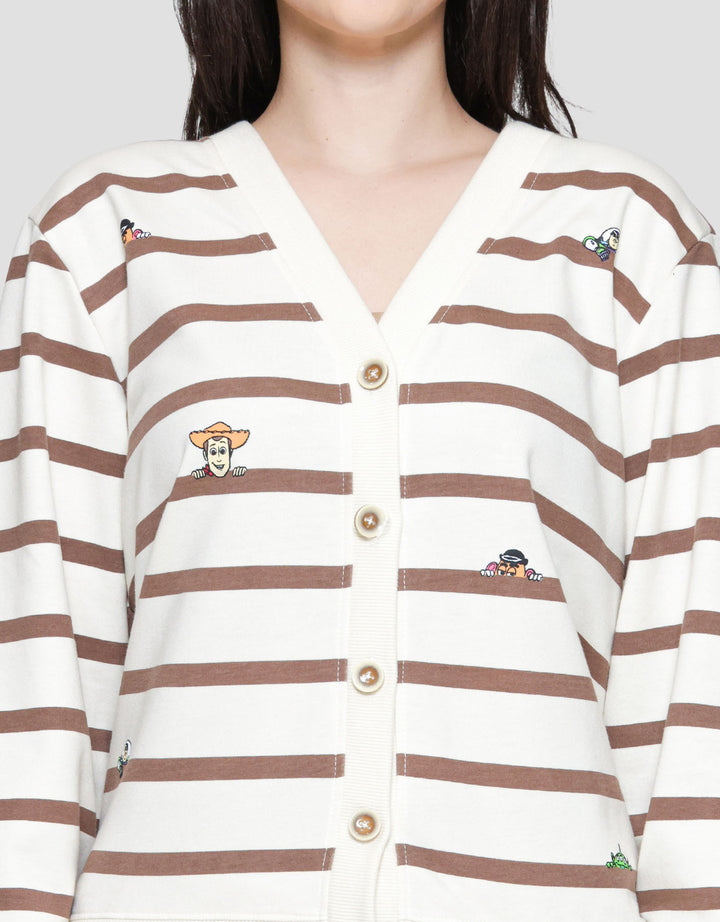 Disney Stripe Print Toy Story Cardigan Wanita