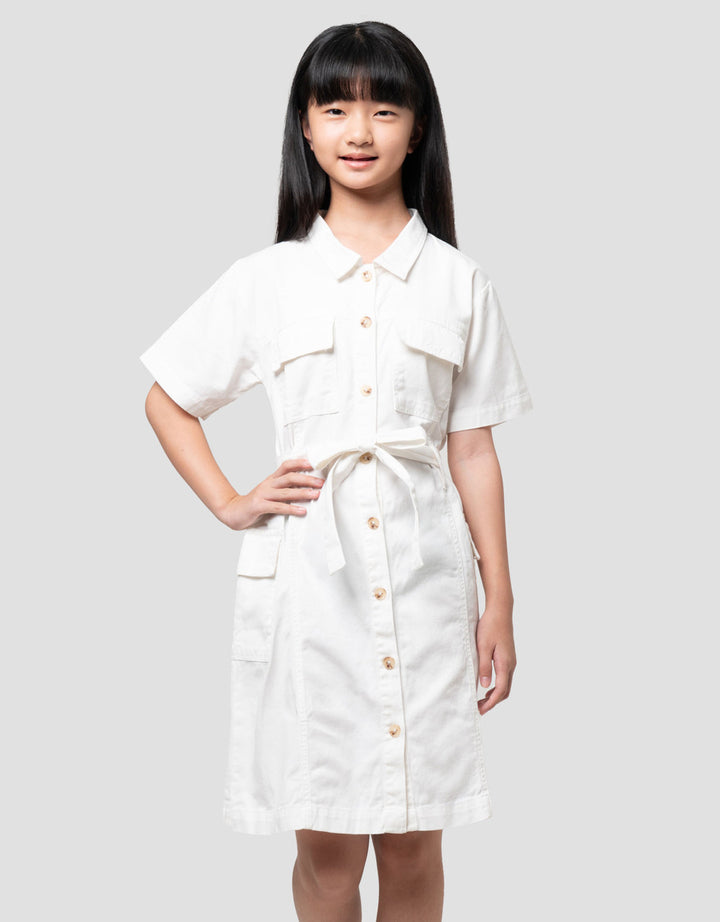 Nevada Woven Twill Kargo With Belt Dress Anak Perempuan