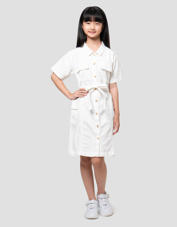 Nevada Woven Twill Kargo With Belt Dress Anak Perempuan