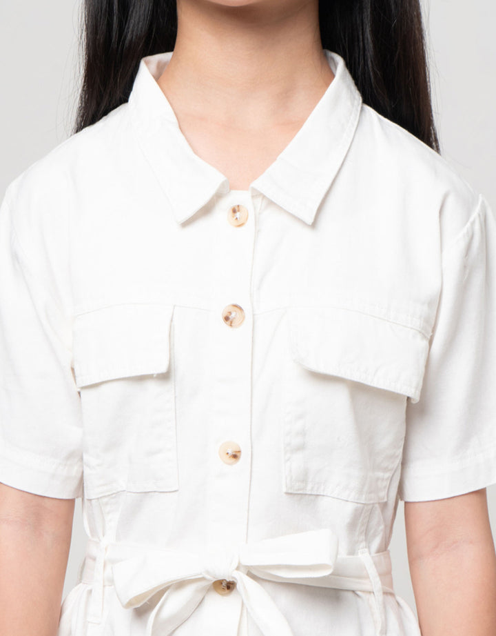 Nevada Woven Twill Kargo With Belt Dress Anak Perempuan