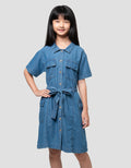Nevada Denim Kantong Kargo Dress Anak Perempuan