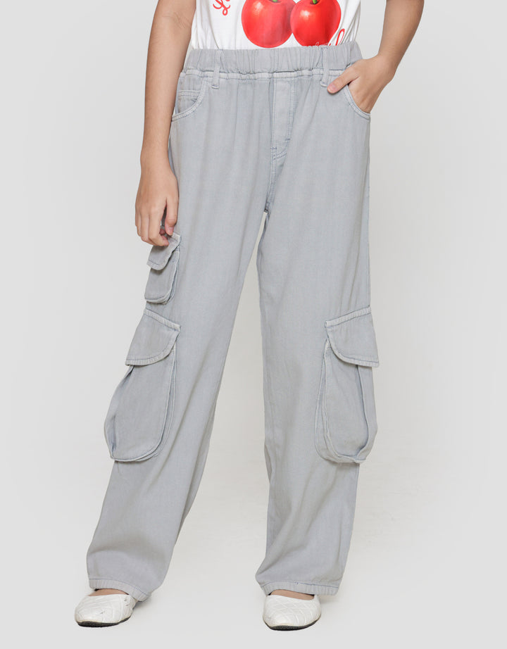 Nevada Barrel Cut Kantong 3D Celana Denim Anak Perempuan