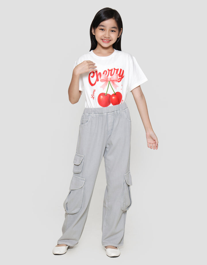 Nevada Barrel Cut Kantong 3D Celana Denim Anak Perempuan