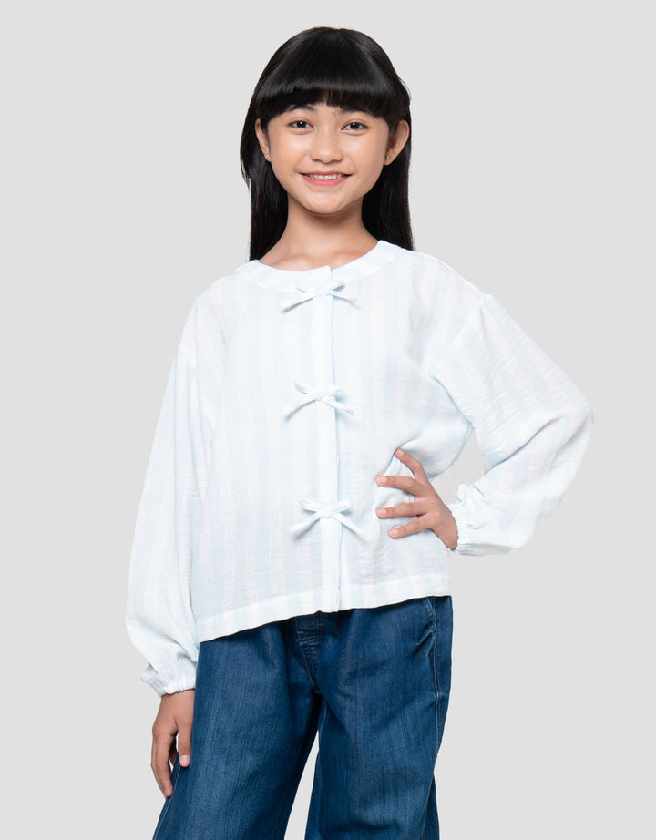 Nevada Salur Lebar Pita Kemeja Anak Perempuan