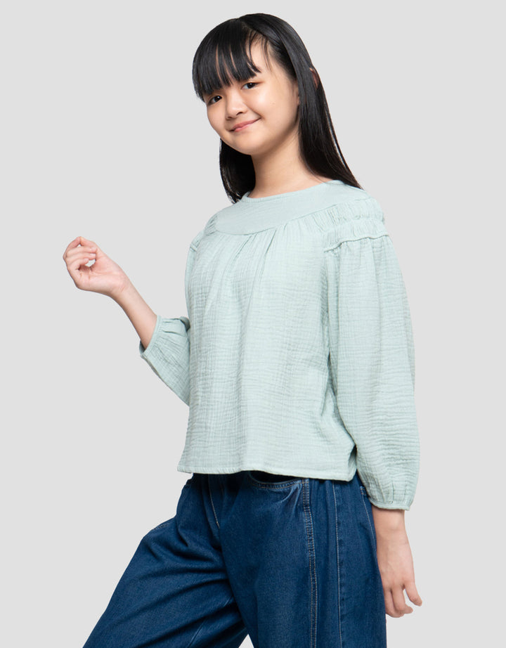 Nevada Cotton Foam Smock Bahu Blouse Anak Perempuan