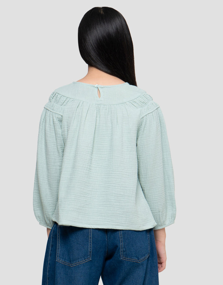 Nevada Cotton Foam Smock Bahu Blouse Anak Perempuan