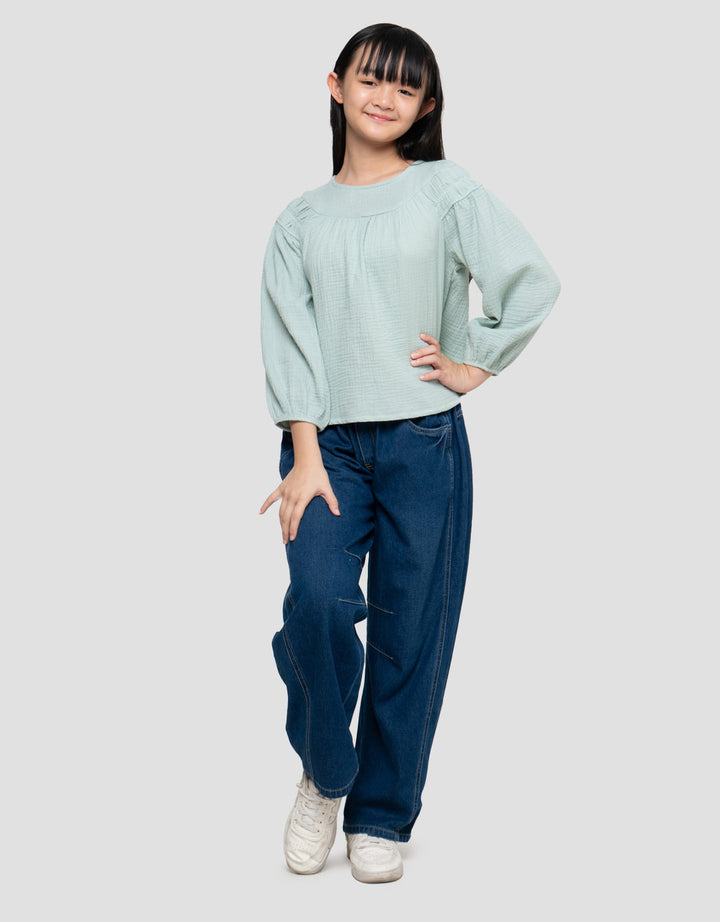 Nevada Cotton Foam Smock Bahu Blouse Anak Perempuan