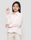 Nevada Salur Kantong Piping Bordir Stripes Kemeja Anak Perempuan